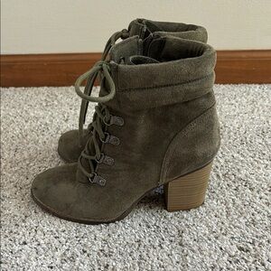 Olive Suede Ankle Boots